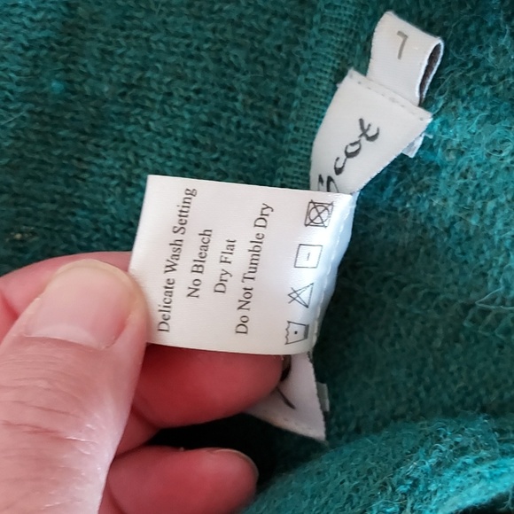Royal Scot Women's Cardigan Sweater Green Alpaca Wool Longer Length Peru FLAW L - Picture 10 of 10